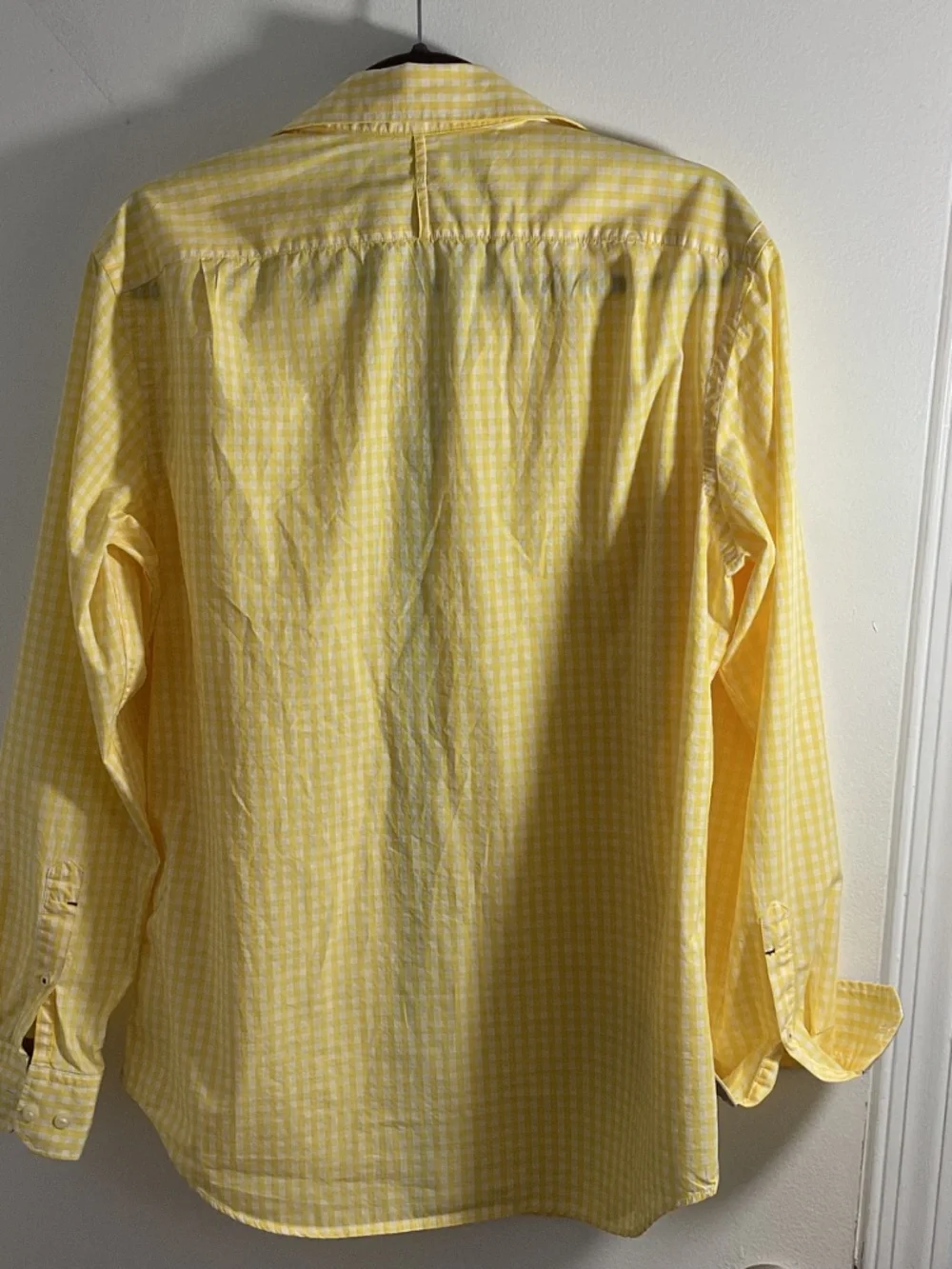 BANANA REPUBLIC MEN'S SIZE M SOFT WASH SHIRT LONG SLEEVE YELLOW WHITE CHECKERED